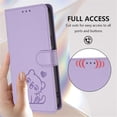 thumbnail image 4 of Wallet Leather Case For iPhone 17e / iPhone 16e 6.1",with Card Holder,wristband, Shockproof Kickstand Embossed Love Cat Phone Case,Light Purple,For iPhone 17e / 16e, 4 of 8