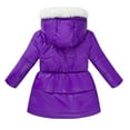 thumbnail image 4 of Hvobtty Kids Coat, Puffer Jacket Kids, Winter Boys and Girls Waist Long Collar Hooded Jacket Coat Purple 4 Years, 4 of 4