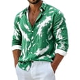 thumbnail image 3 of Kalauyu Mens Printed Long Sleeve Shirt Casual Button Down Tie Dye Style Top Tshirt for Vacation, 3 of 4