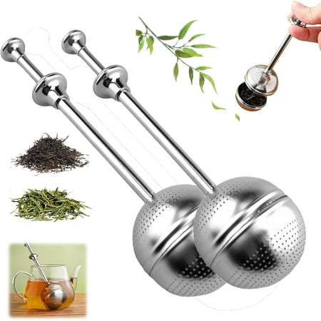 

Stainless Steel Loose Leaf Tea Steeper 2025 New Tea Strainers Tea Diffusers Ball Fine Mesh Tea Ball Tea Accessories Tea and Sugar Shaker Duster with Handle Tea Filters (2)