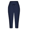 thumbnail image 6 of Women's Sweatpants Capri Pants Workout Exercise Cropped Joggers Running Drawstring Lounge Pants Side Pockets Ladies Comfy Plus Size 2026 Trendy Outfits Lightweight Cute Fashion Dressy Clothes Navy, 6 of 7