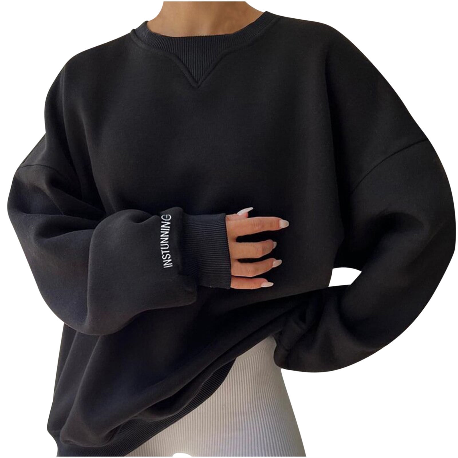 Timegard Womens Oversized Sweatshirts Crewneck Long Sleeve Loose Pullover Tops Fall Winter Fashion