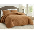 thumbnail image 2 of Chezmoi Collection Tencel Modal Blend Quilt Set Queen Size, Terracotta , Lightweight Soft Bedspread Crescent Stitched Quilt for All Seasons, 3-Piece, 2 of 9