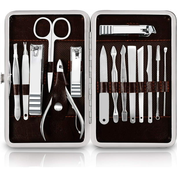 Utopia Care Kit de manicura Cortaúñas para hombres y mujeres Juego de manicura profesional de acero inoxidable de 15 piezas con kit de uñas Kit de pedicura y kit de cuidado de uñas con lujoso estuche