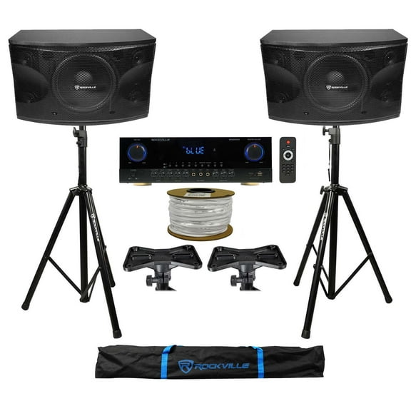 2 Rockville KPS12 12" Karaoke Vocal Speakers Singmix 2 Bluetooth Amplifier Mixer