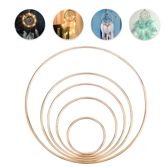 Hytrove 5pcs Dream Catcher Ring Metal Macrame Supplies for Artists