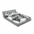 thumbnail image 3 of Music Bedding Set with Sheet & Covers, Illustration of Jazz Band Playing the Blues in New York in Moonlight Retro Design, Printed Bedroom Decor 2 Shams, 4 Sizes, Black White, by Ambesonne, 3 of 3