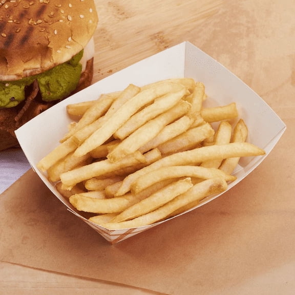 Karat [1 lb - 1000 Pack] Paper Food Boat, White and Red Nacho Tray (FP-FT100G)