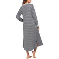 thumbnail image 4 of Oudiya Womens Long Nightgown Striped Nightshirt V-Neck Botton Down Loungewear Casual Sleepwear with Pockets, S-4XL, 4 of 6