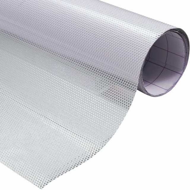 Rollo de vinilo perforado para ventana, de 4 pies x 11.8 pulgadas, de una sola dirección, lámina adhesiva de liberación de aire, calcomanía de privacidad para ventana, color blanco