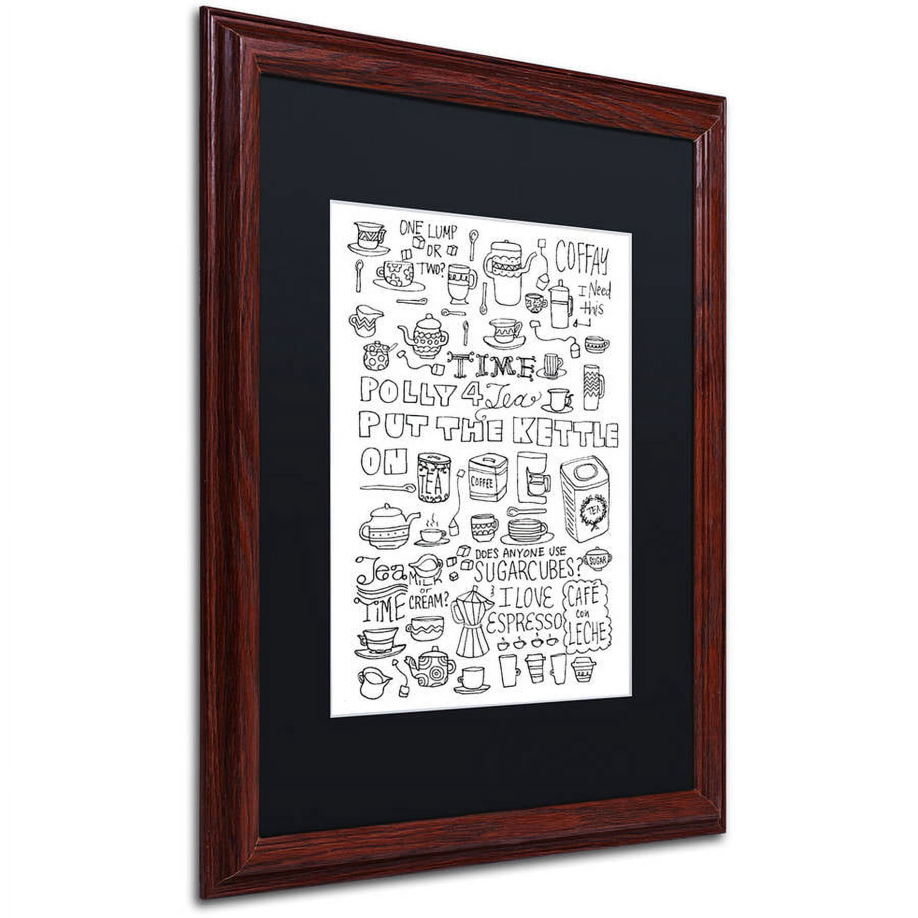 Trademark Fine Art "Put The Kettle On" Canvas Art by Elizabeth Caldwell, Black Matte, Wood Frame