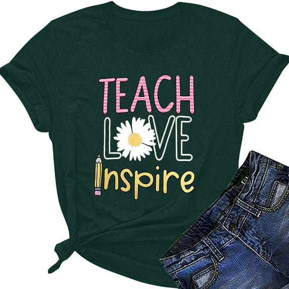 Teacher Shirts for Women Preschool Short Sleeve Summer Tops Oneck Tshirts Loose Fit Cute Graphic Tees