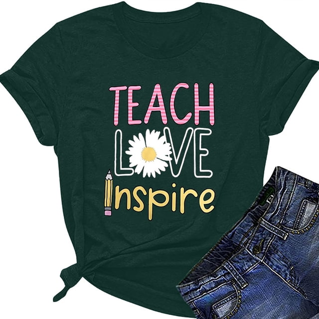 CEHVOM T-Shirts Blouse Hauts Décontractés pour Femmes à Manches Courtes avec Lettres Imprimées pour la Journée des Enseignantes