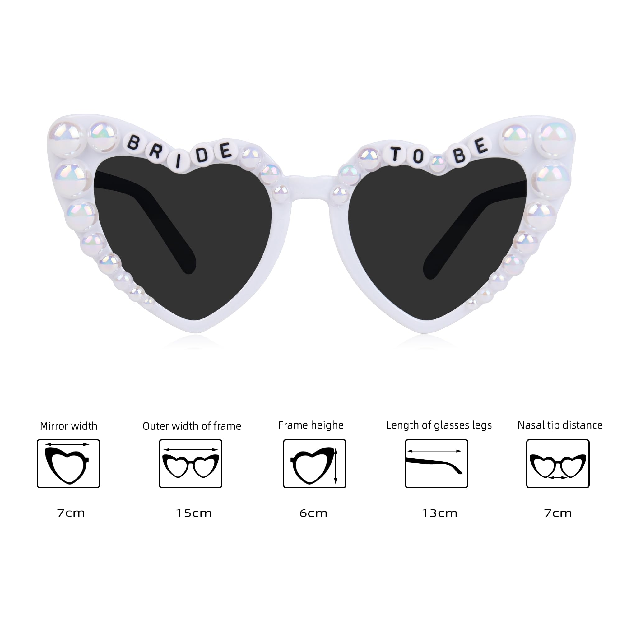 ?Women Cream Bride Bachelorette Party Bride to Be Flower Pearl Heart Glasses Pearl Glasses Bachelorette - Etsy main image 2