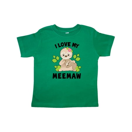 

Inktastic Cute Sloth I Love My Meemaw with Green Leaves Gift Toddler Boy or Toddler Girl T-Shirt