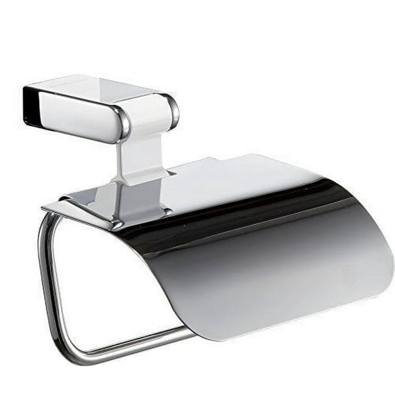 Iris Chrome White Toilet Paper Holder with Lid, Toilet roll holder