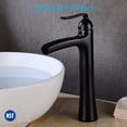 thumbnail image 5 of Wovier Oil Rubbed Bronze Waterfall Bathroom Sink Faucet with Supply Hoses and Drain,Single Handle Single Hole Vessel Lavatory Faucet,Basin Mixer Tap Tall Body Commercial,Black, 5 of 7