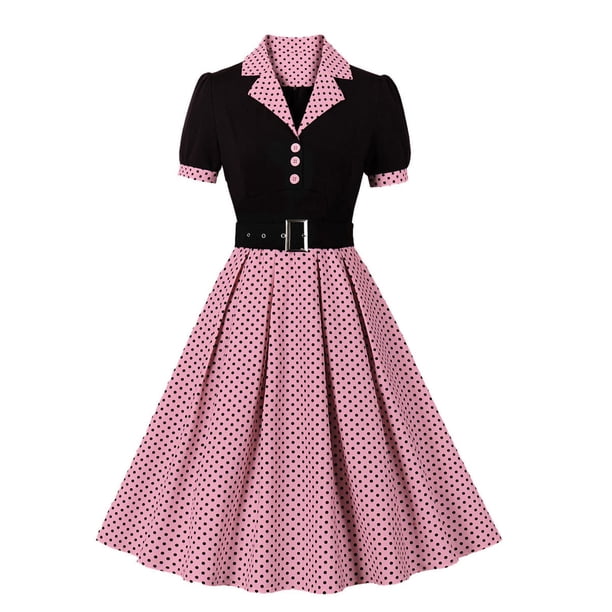 WILLBEST Vestidos Casuales para Mujer, Nuevos Vestidos Negros con Bordado y Costuras, Estilo Retro de Otoño, de Manga Corta, Sexys para Club Chica