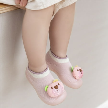 

Gubotare Booties Baby Boys Girls Booties Stay On Socks Soft Shoes Non Skid Winter Warm Christmas Slippers Pink 12 Months