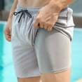 thumbnail image 3 of Men's anti-embarrassment quick-drying loose oversized double-layer stretch flat angle fake hot spring beach pants, 3 of 6