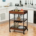 thumbnail image 3 of Gymax 3 Tier Trolley Cart Kitchen Island Serving Bar Cart w/ Glass Holder & Wine Rack, 3 of 10