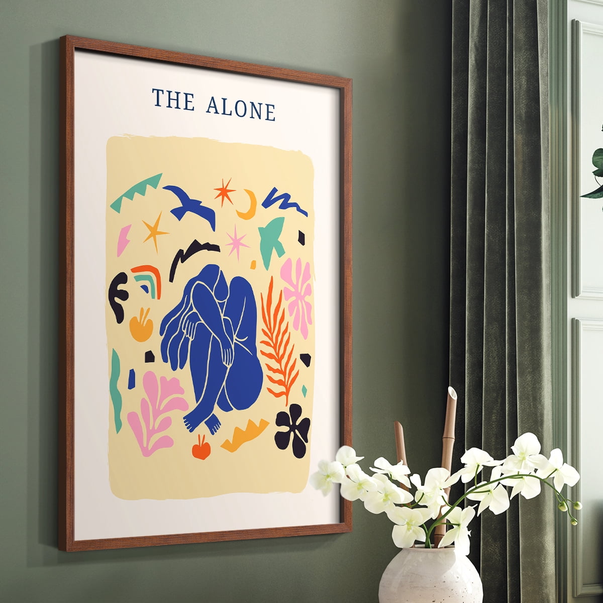 Matisse CDXLIII in Brown Solid Wood Framed Print No Nail Hanging