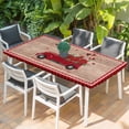 thumbnail image 2 of Red Valentine's Day Table Cloths for 6 Foot Rectangle Tables, Roses Truck Romantic Love Heart Wooden Patio Waterproof Elastic Fitted Tablecloths, Washable Rectangular Table Cover for Camping, 2 of 8