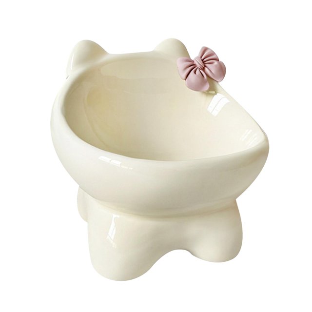 Comedero para gatos inclinado y elevado, antideslizante, elegante, resistente, fácil de lavar. amarillo