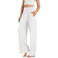 thumbnail image 2 of Coduop Women Casual Palazzo Pants High Waist Wide Leg Lounge Trousers Loose Flowy Beach Yoga Pants, 2 of 7