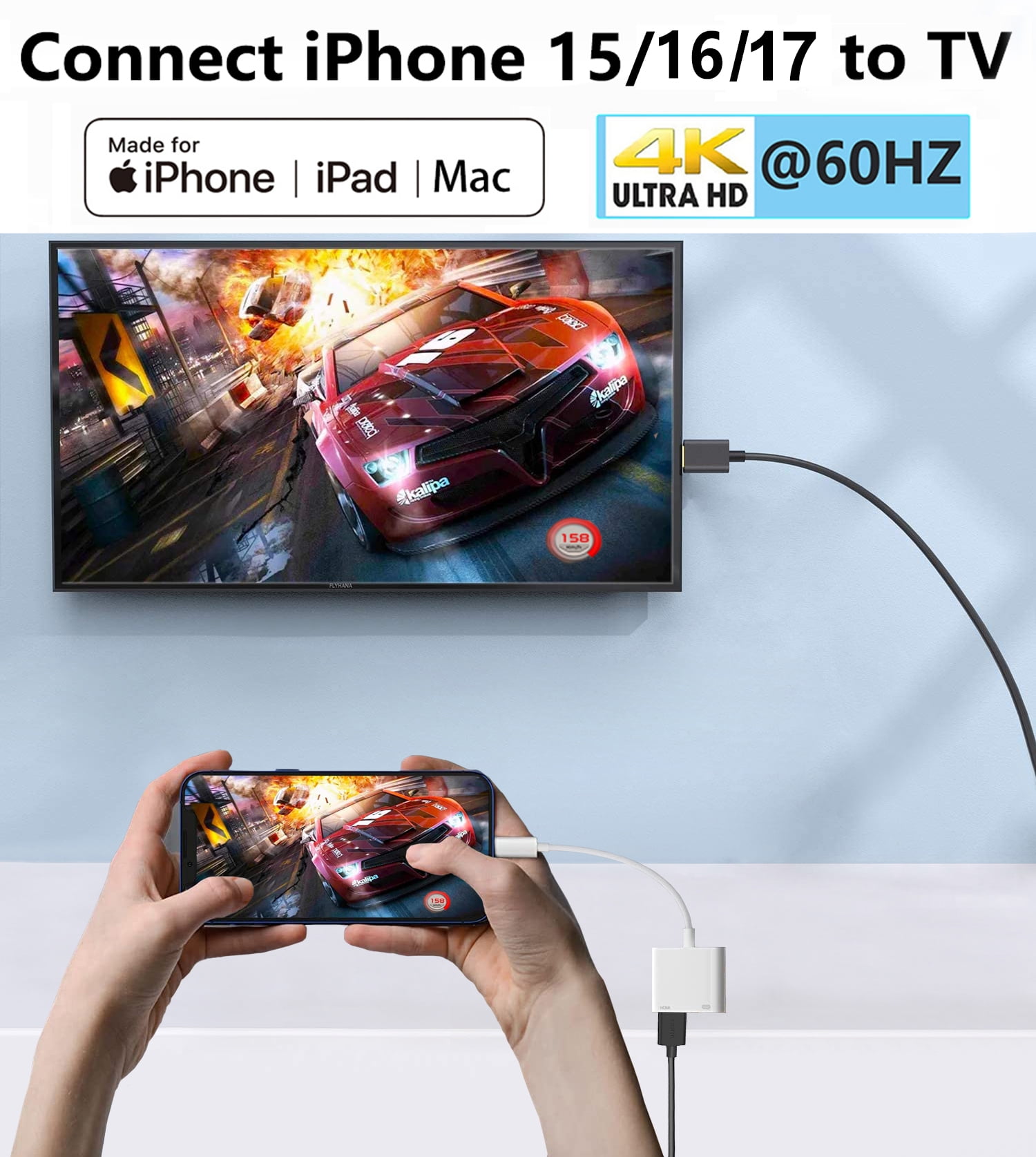Apple USB C to HDMI Adapter 8K@60Hz for iPhone 15/16/17, MFi Certified Digital AV Converter with 100W PD for MacBook Pro/Air, iPad Pro, iMac, Galaxy S25/S24 and More