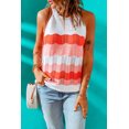 thumbnail image 3 of ABPHQTO Camiseta sin mangas de punto naranja con bloques de colores para mujer, 3 of 5