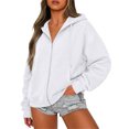 thumbnail image 2 of Women's Oversized Full Zip Hoodie Long Sleeve Zip Up Hooded Sweatshirt Kangaroo Pocket Soft Casual Outerwear for Fall Winter Daily Wear, 2 of 8