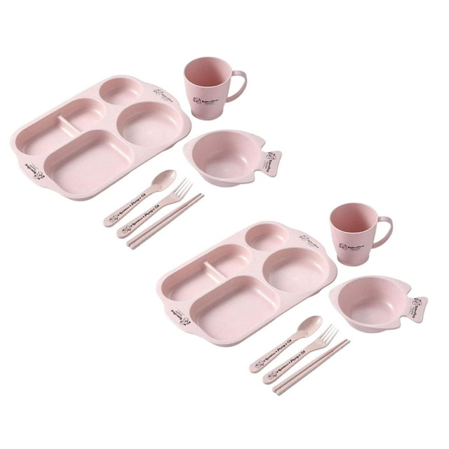 Oleegame 2PC Picnic Trays For Food Baby Home Split Plate Tableware Grid6 Piece White Dinner Plate Set