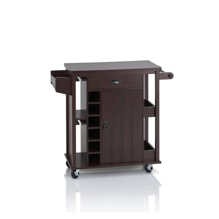 Furniture of America Tissa Espresso Modern Storage Serving Cart