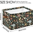 thumbnail image 3 of FREEAMG Watercolor Flowers Leaves Foldable Canvas Storage Bin, Sturdy Fabric Storage Basket with Handles, Storage Cube Box for Organizing Shelf Nursery Toy Closet 1PCS, 3 of 7