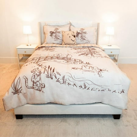 Disney Winnie The Pooh 3 Piece Khaki Comforter and Sham Bedding Set, All Ages, Queen