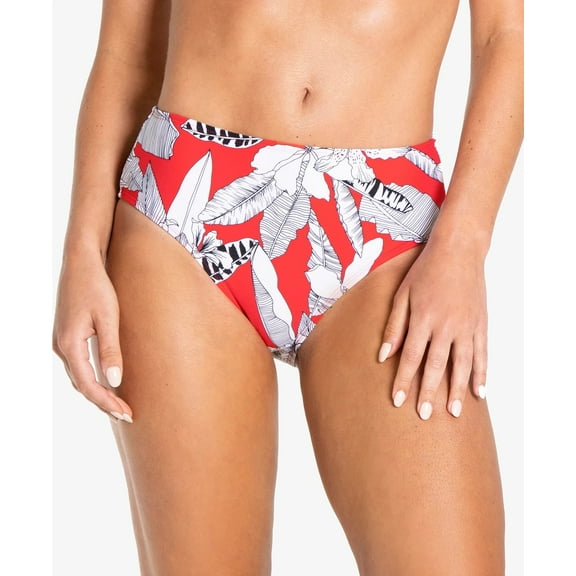 RACHEL RACHEL ROY Women's Red Tropical Print Full Coverage Lined Stretch Island Getaway High Waisted Swimsuit Bottom L