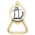 thumbnail image 1 of Pequeño gato sonrisa sentarse línea negra Botellas de cerveza, abrelatas de acero inoxidable., 1 of 3