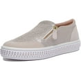 thumbnail image 6 of Geox Leelu Women's Synthetic Leather Slip On Sneakers With Side Zip In Cream Size 7, 6 of 6