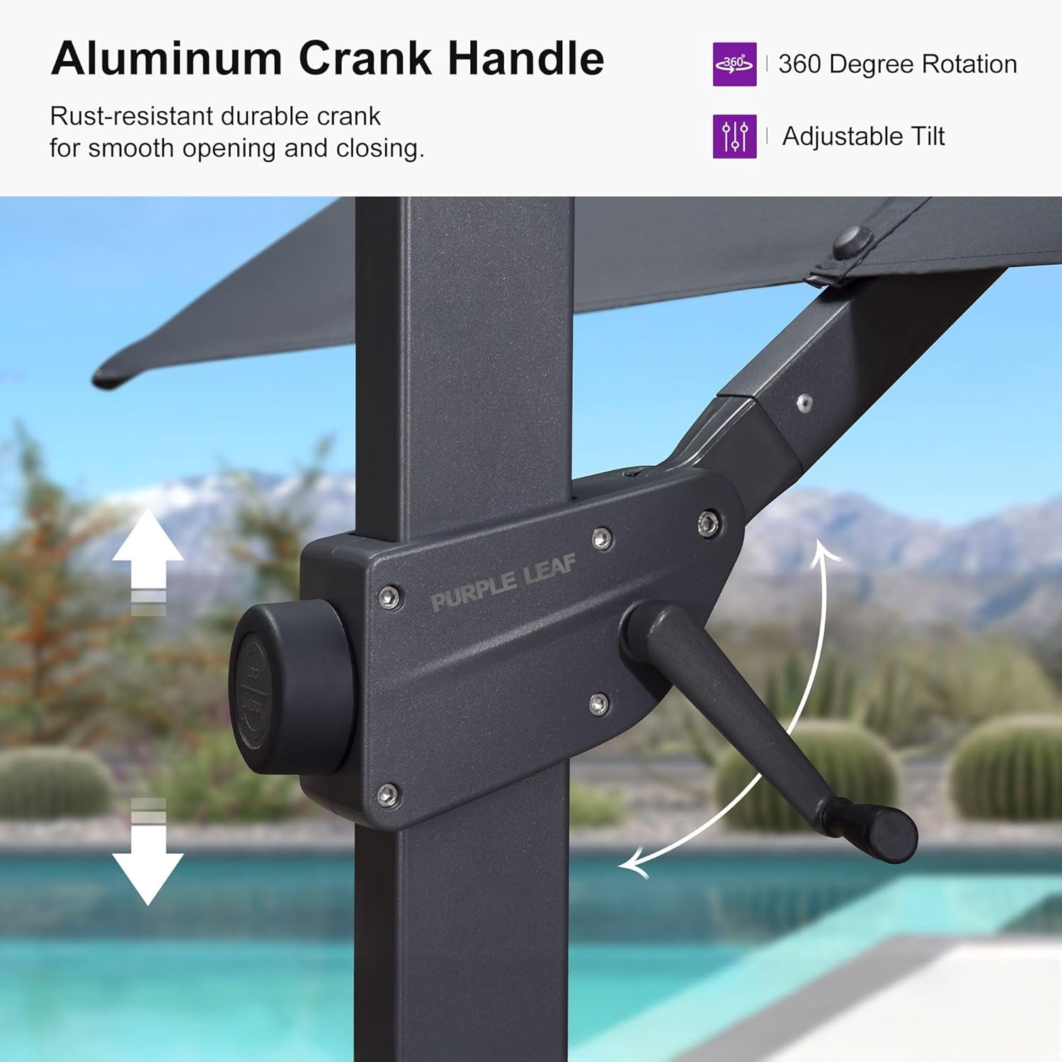 PURPLE LEAF OUTDOOR 10' × 13' Patio Cantilever Umbrella with Base Outdoor Rectangle Adjustable Offset Umbrellas with 360-degree Rotation and 8 Heavy Duty Metal Ribs for Garden Deck Pool Grey