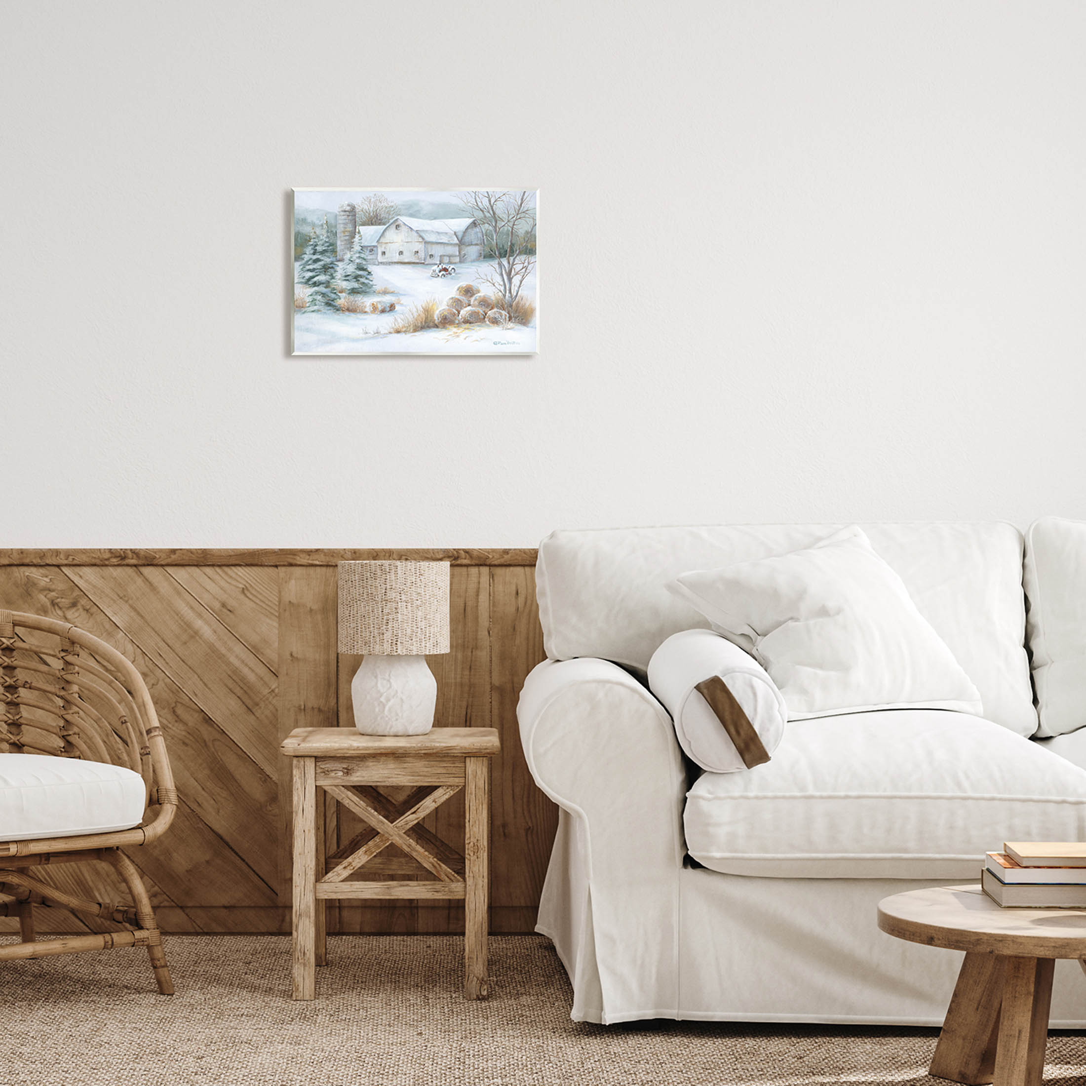 Niveous Country Barn Snow Scene Landscape Painting Unframed Art Print Wall Art