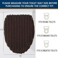 thumbnail image 2 of Soft Chenille Bathroom Toilet Lid Cover 17.5x15, Machine Washable Seat Covers, Stays in Place Non-Slip Backing, Fits Most Round, Elongated and Oblong Lids, Accessories Decor, Brown, 2 of 6