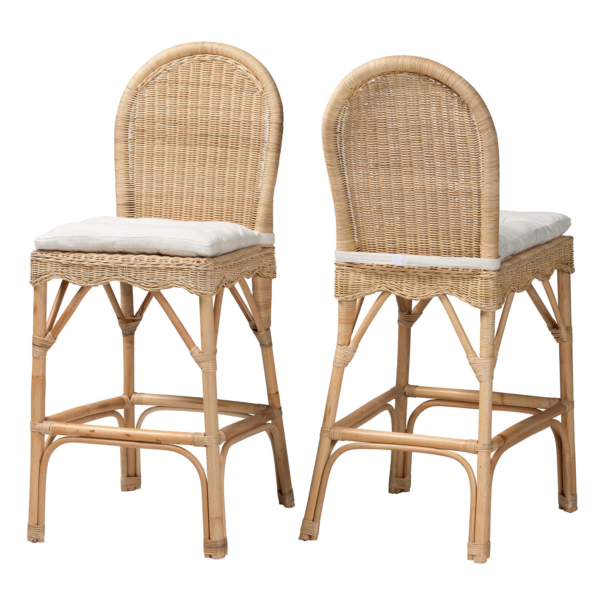 bali & pari Bilu Boho Bar Stool, 2-Piece, Natural