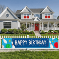 thumbnail image 4 of Blue Happy Birthday Banner with Balloon Star and Bowling Pin Elements Birthday Party Decoration Backdrop Photography Props Party Supplies Background Decorations, 4 of 7
