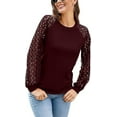 thumbnail image 3 of Aiyino Women's Long Sleeve Round Neck Tops Lace Casual Waffle Tee Loose Blouses T Shirts, 3 of 8