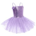 thumbnail image 3 of FYMNSI Little Girls Skirted Leotard Sparkly Sequin Camisole Ballet Tutu Dress Ballerina Dress Up Dance Outfit Gymnastics Costume for Kids Dancewear Stage Performance 5-6 Years Purple, 3 of 10
