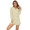 thumbnail image 2 of Loungewear for Women Long Sleeve Top and Shorts 2 Piece Pajama Set with Pockets(LightPink M), 2 of 6
