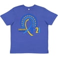 thumbnail image 3 of Inktastic 3-21 World Down Syndrome Day Blue and Yellow Rainbow Ribbon Youth T-Shirt, 3 of 5
