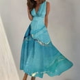 thumbnail image 1 of LOVZFMLL Robes Femmes Mode Printemps/été Imprimé Décontracté Col en V Sans Manches Longue Jupe, 1 of 5