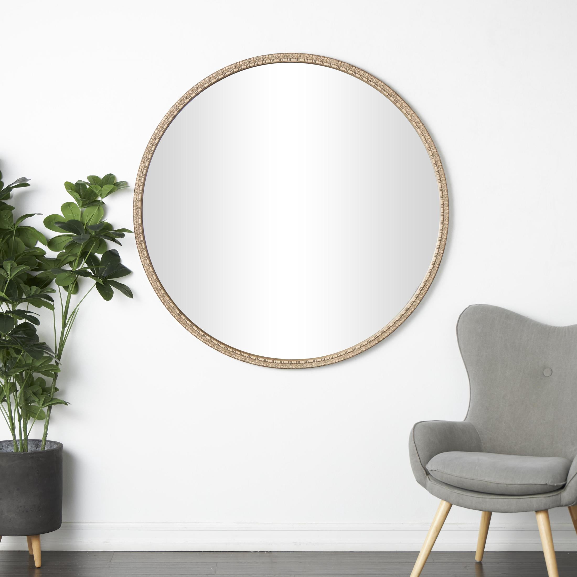 DecMode 47" x 47" Brown Carved Leaf Wall Mirror